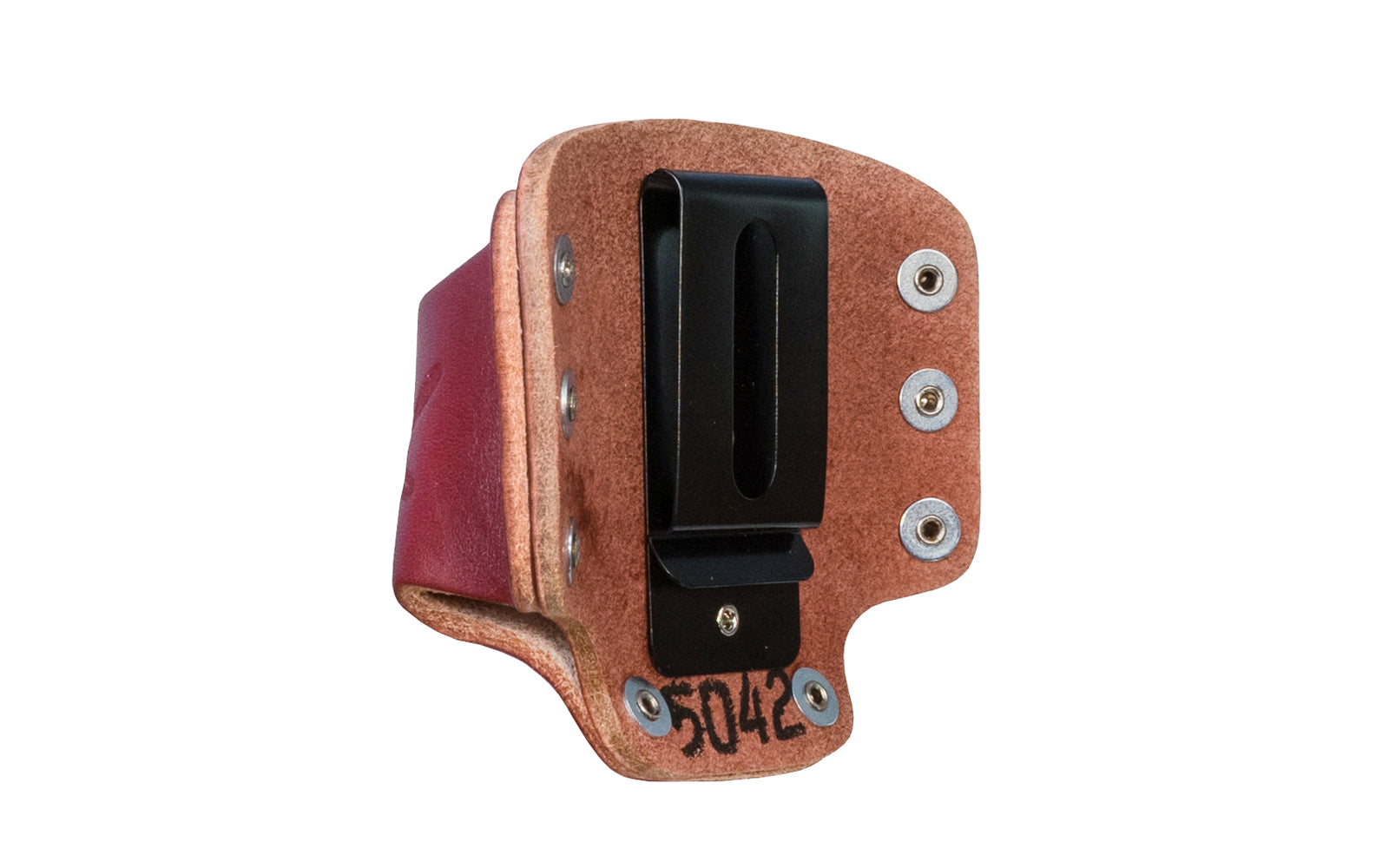 Made in USA - Model No. 5042 - Occidental Leather clip-on tape holster that fits medium body tapes (up to 25') excluding "FatMax" tapes  - High Quality - Large Tape Holder - Riveted - Tape Holster - Hand Made - 759244297904 - Medium - Leather Tape Holster Holder - Steel Clip On