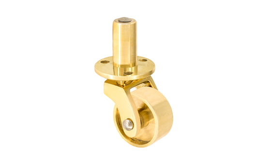 Solid Brass Pivot & Plate Caster ~ 3/4" Wheel ~ Non-Lacquered Brass (will patina over time)