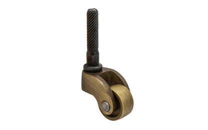 Solid Brass Stem Caster ~ 3/4" Wheel ~ Antique Brass Finish