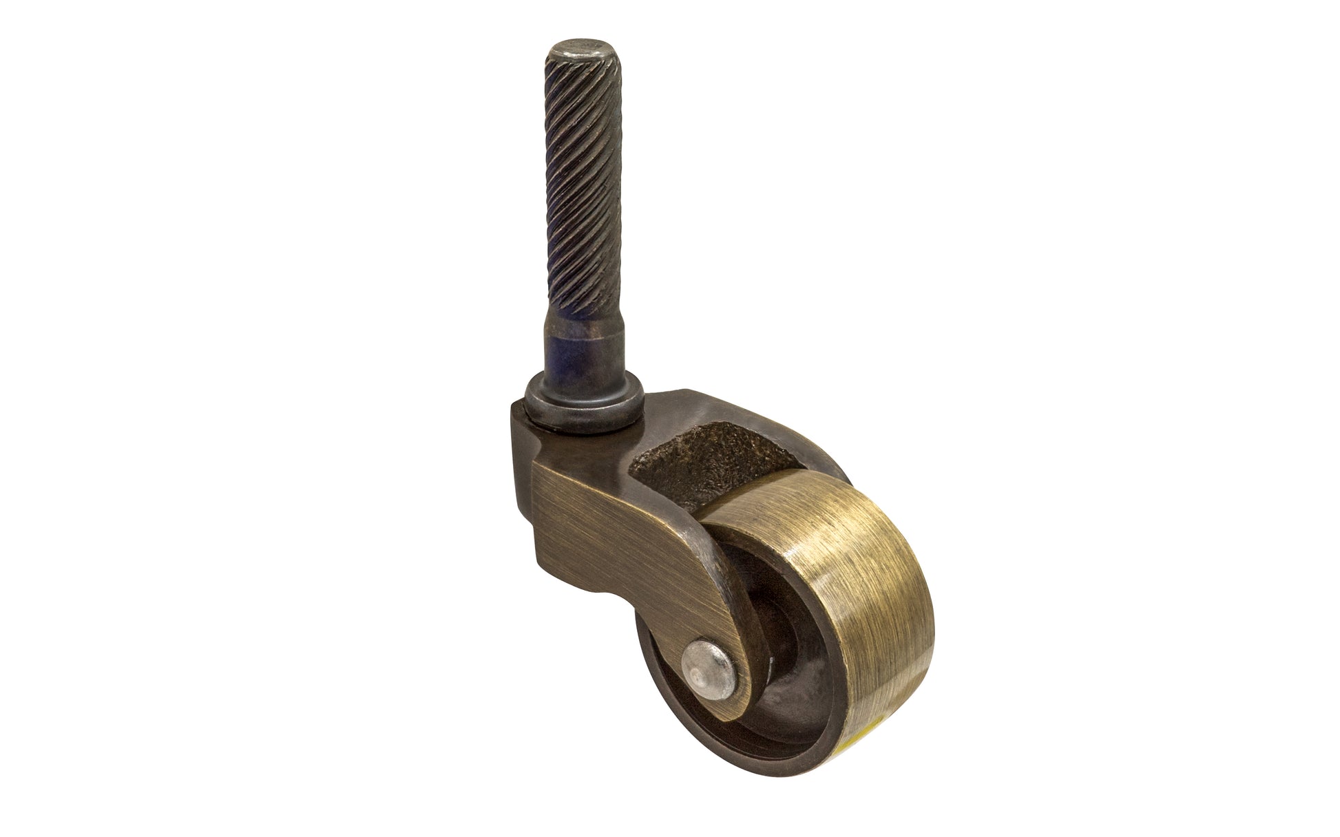Solid Brass Stem Caster ~ 1" Wheel ~ Antique Brass Finish