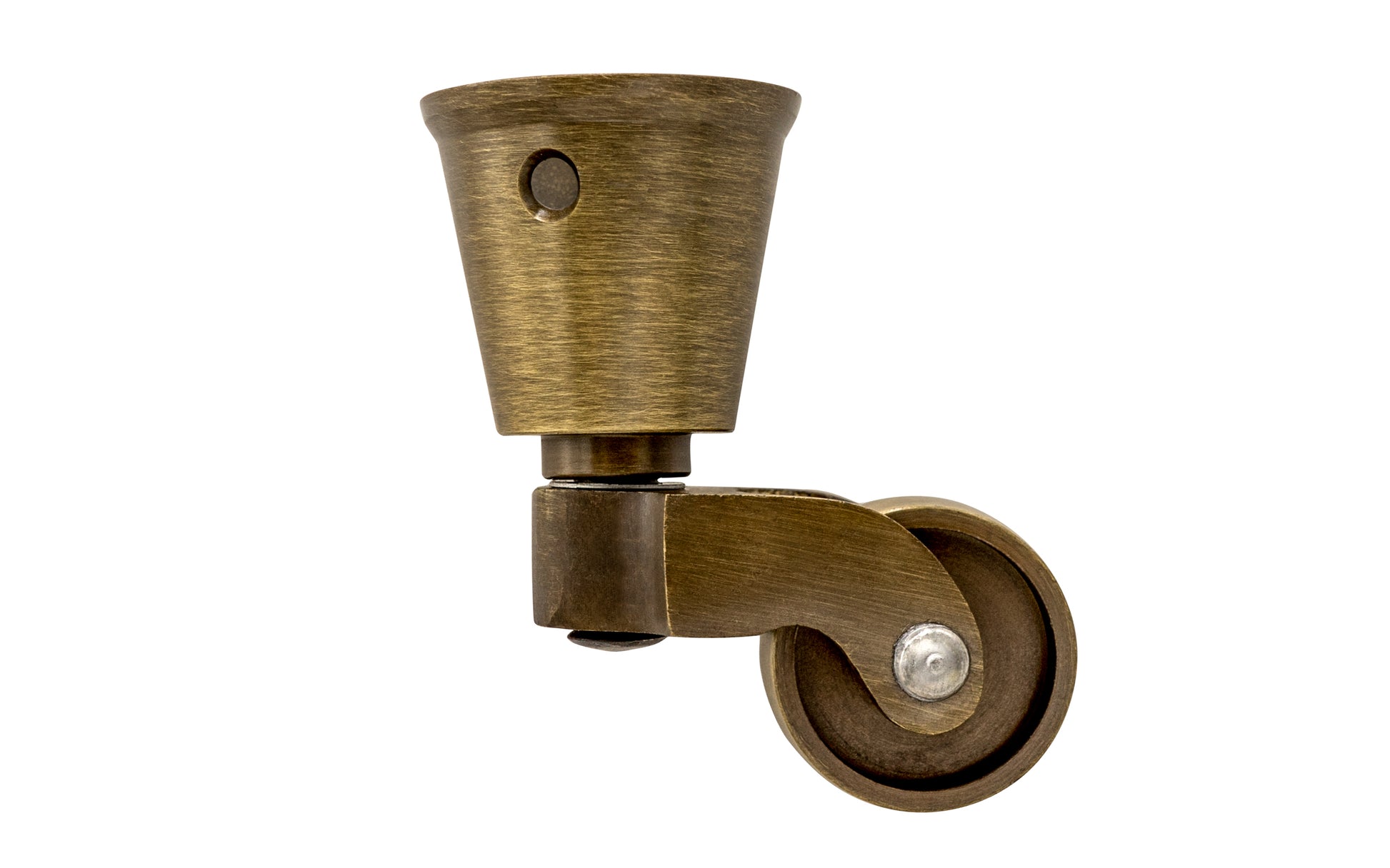 Solid Brass Round Socket Caster ~ 1" Wheel ~ Antique Brass Finish