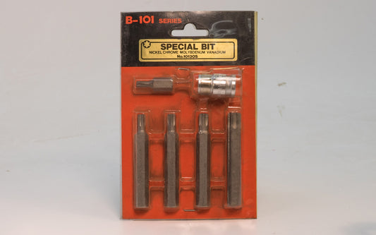 Suekage Torx Drive Bit & Socket Set 1/2" Dr. Torx Sizes: T30, T40, T50, T55. Nickel Chrome Molybenium Vanadium - Made in Japan.