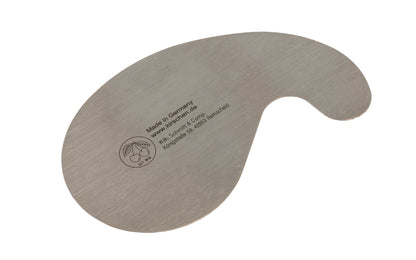 Made in Germany · Model No. 3802 ~ Gooseneck scraper "Schwanenhalsziehklinge" made by Two Cherries in Germany ~ Carbon steel blade ~ .08 mm thickness - Moderate stiffness ~ Creates razor-thin shavings & produces a fine smooth finish when used. Great alternative to sandpaper because it produces a precise & even surface. 4016649038027