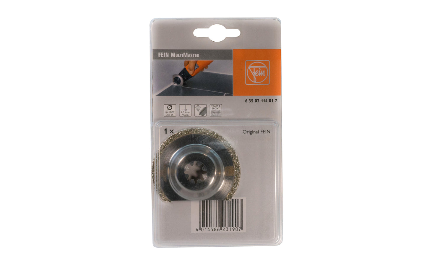 Fein Tools 2-1/2" Segment Diamond Grout Blade - 114 Blade. For removal of marble, epoxy resin & pozzolan grouts. Long lasting tool life. For very hard epoxy or cement grouts. For frequent use & demanding tasks. Segmented, ideal for working in corners & on edges without over cut. 63502114017. 4014586231907