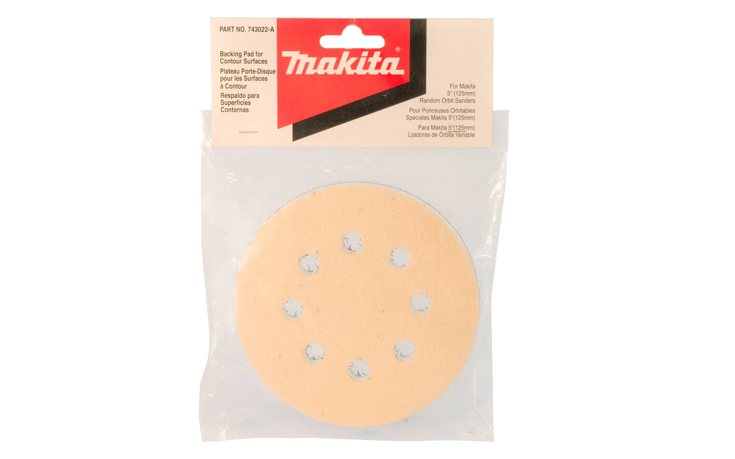 Makita 5" Backing Pad for Contour Surfaces.  Makita Part No. 743022-A. 088381911719