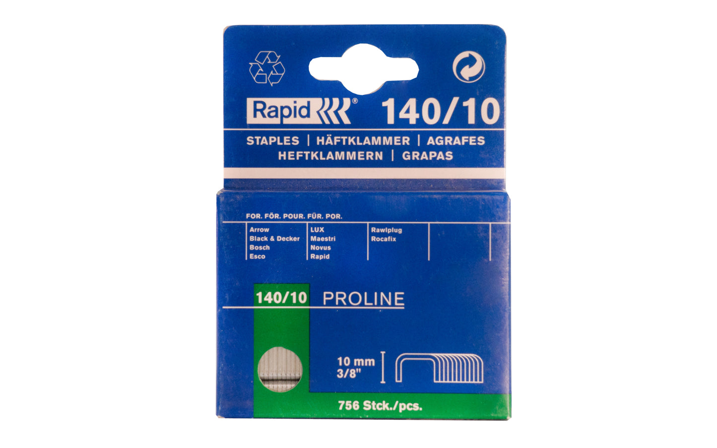 Rapid 3/8" (10 mm) Staples - Model 140/10.  Rapid Tools, Hestra, Sweden. 7313469107016