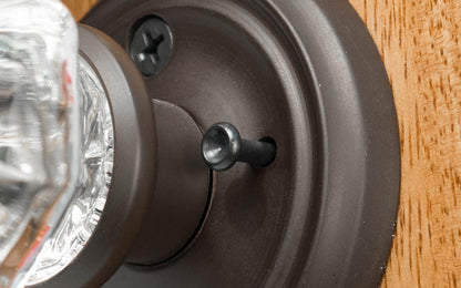 Closeup of the Locking Privacy Pin on Door