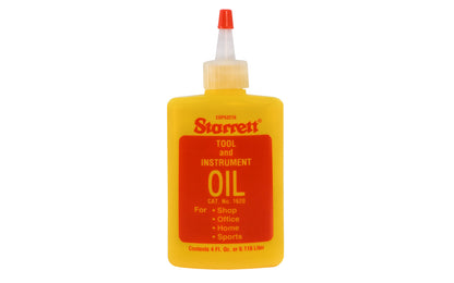 Starrett Tool & Instrument Oil is the same extra fine lubricant used in the Starrett factory to lubricate & protect Starrett Precision Measuring Tools & instruments. Also great for use in the workshop, by mechanics, home, sports, etc. Tool Box size. Made in USA. 4 fl. oz.