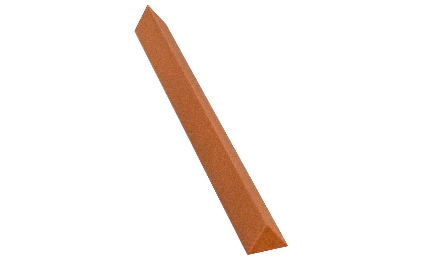 Norton Triangle File Stone 4" x 3/8". Used for a variety of deburring, chamfering & radiusing applications including cleaning tap threads, stoning cutting surfaces of milling cutters, lapping honing tools, dies & molds, & putting precision points on center punches. Aluminum Oxide Abrasive India Stone. Model FF134.