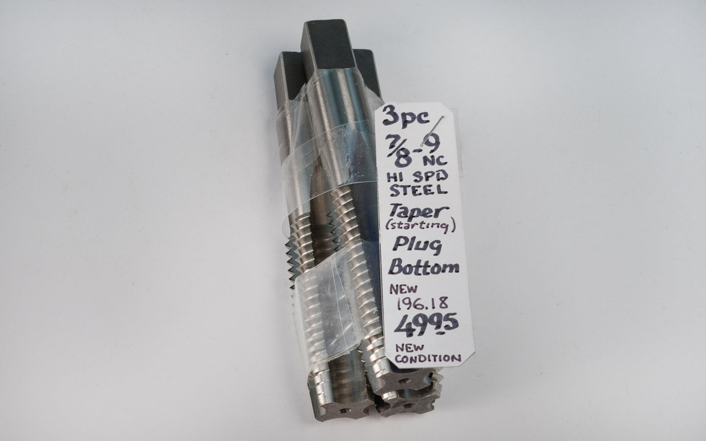 3-Piece 7/8-9 NC High Speed Steel Taps. Taper (starting) Plug bottom.
