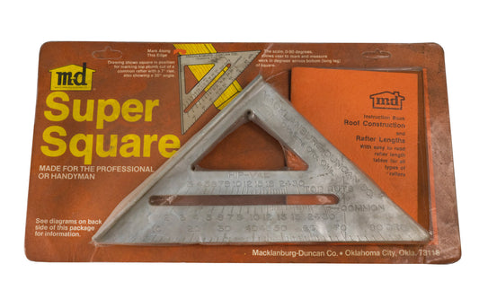 Macklanburg-Duncan Co. 7" Speed Square with a handy pocket booklet.   Made in USA.