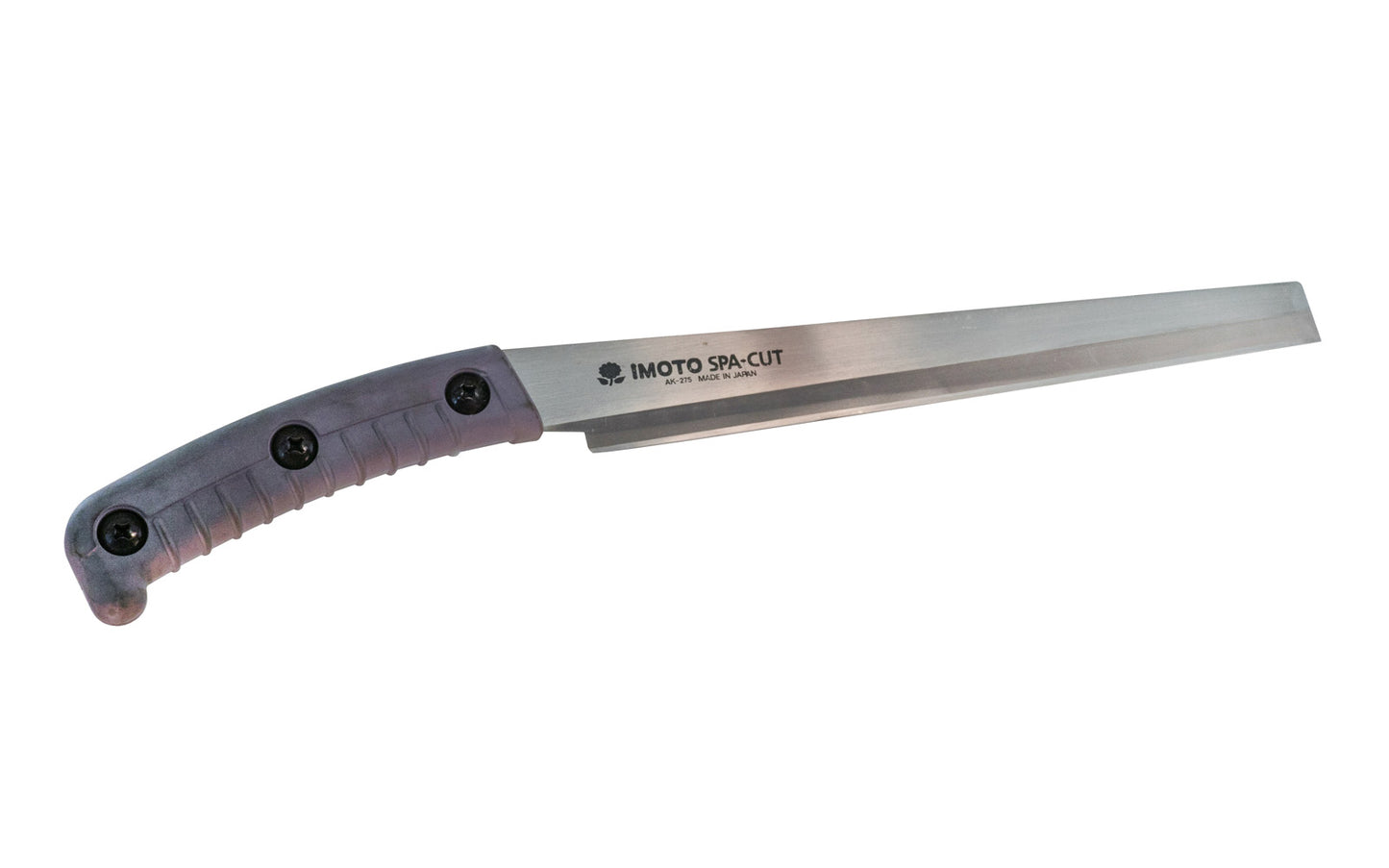 Japanese Imoto "Spa-Cut" Garden Blade. Good garden knife blade for hacking light garden work. Un-used old stock - Handle has some dirt/dust blemishes, but blade is unused - Sold As Is. Includes a plastic sheath that one can slip on a belt loop.  Made in Japan.