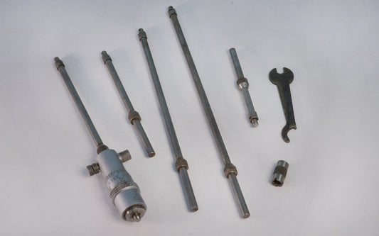 The Starrett 2" to 8" Solid Rod Inside Micrometer - USED. 50-200mm (2-8") Range, 0.01mm / .001" Grad. Model No. 124AZ.  Made in USA.