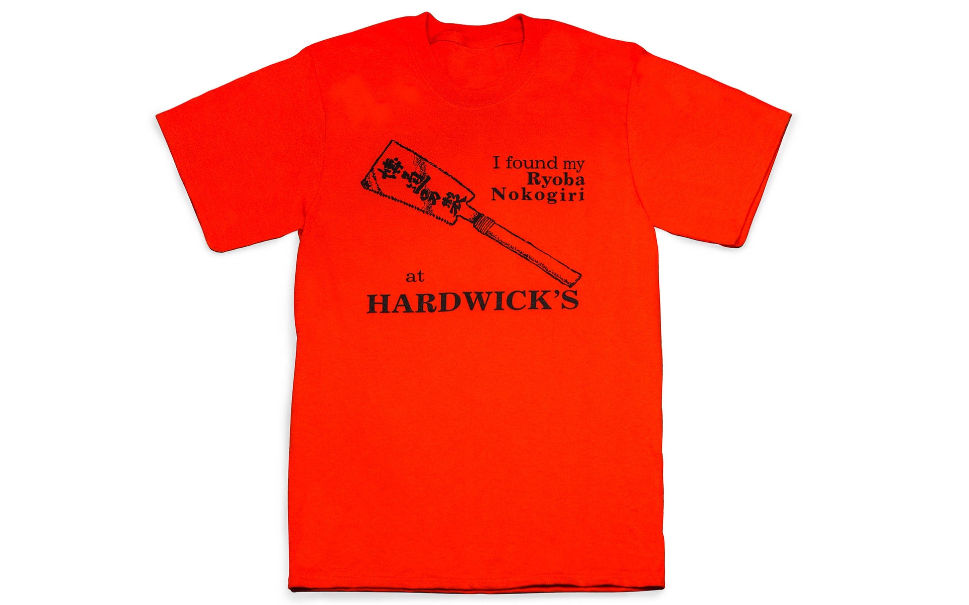 The "I Found My Ryoba Nokogiri at Hardwick's" T-Shirt ~ Fiery Red is a classic & popular shirt! 100% spun soft cotton. S, M, L, XL, & XXL.