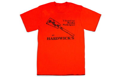 The "I Found My Ryoba Nokogiri at Hardwick's" T-Shirt ~ Fiery Red is a classic & popular shirt! 100% spun soft cotton. S, M, L, XL, & XXL.