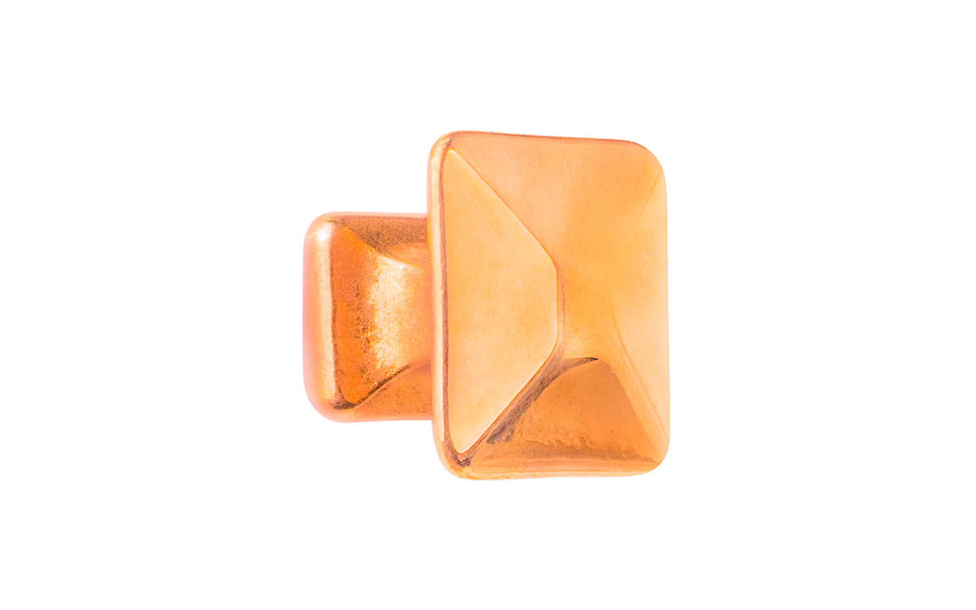 Vintage-style Hardware · Solid Brass Pyramid Shape Square Cabinet Knob ~ 1" size knob. Made of solid brass, this stylish knob has a smooth & weighty feel. Mission-style, Arts & Crafts style of hardware. Polished copper finish.