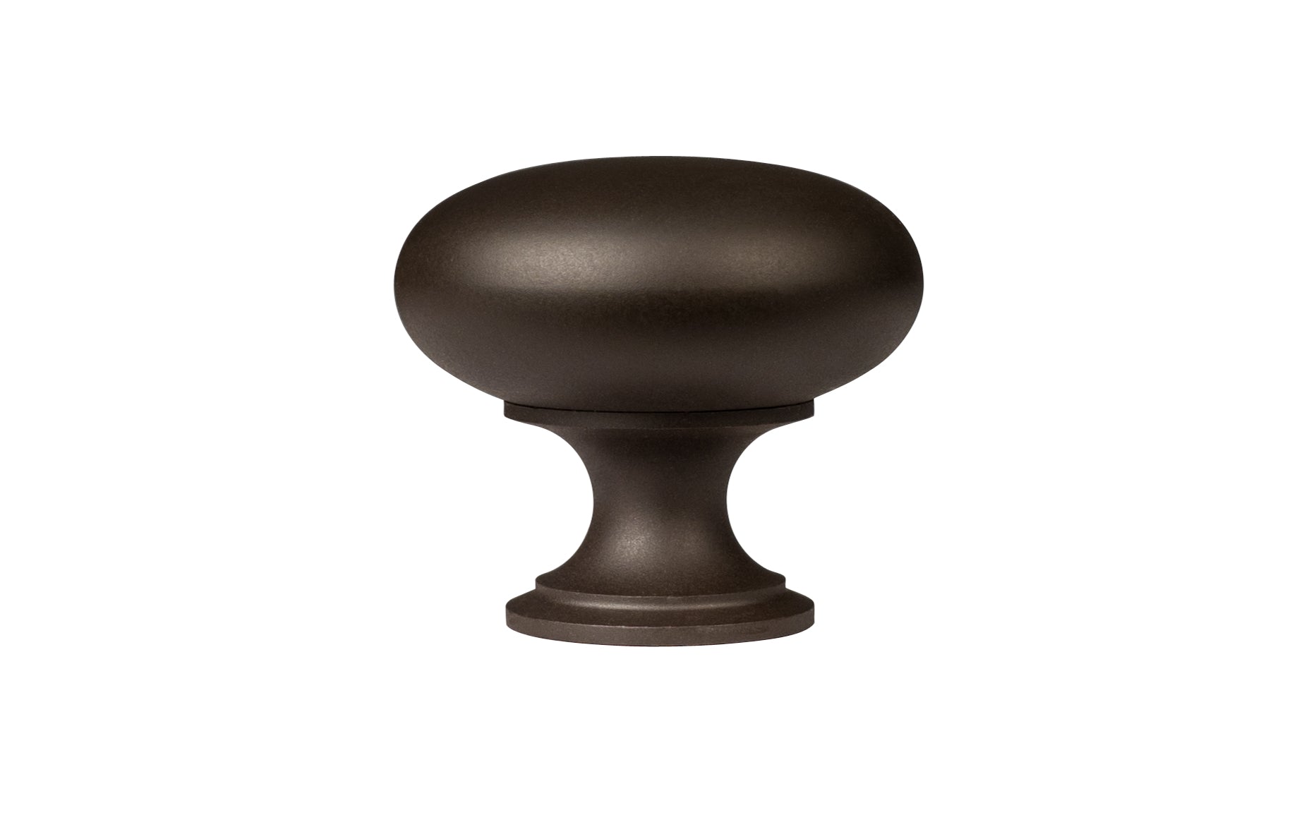Vintage-style Hardware · Traditional & Classic Brass Knob with an Oil Rubbed Bronze Finish. 1-1/4" diameter size knob. Made of high quality brass, this stylish round cabinet knob has a smooth look & feel on a pedestal shaped base. Works great in kitchens, bathrooms, on furniture, cabinets, drawers. Authentic reproduction hardware. 