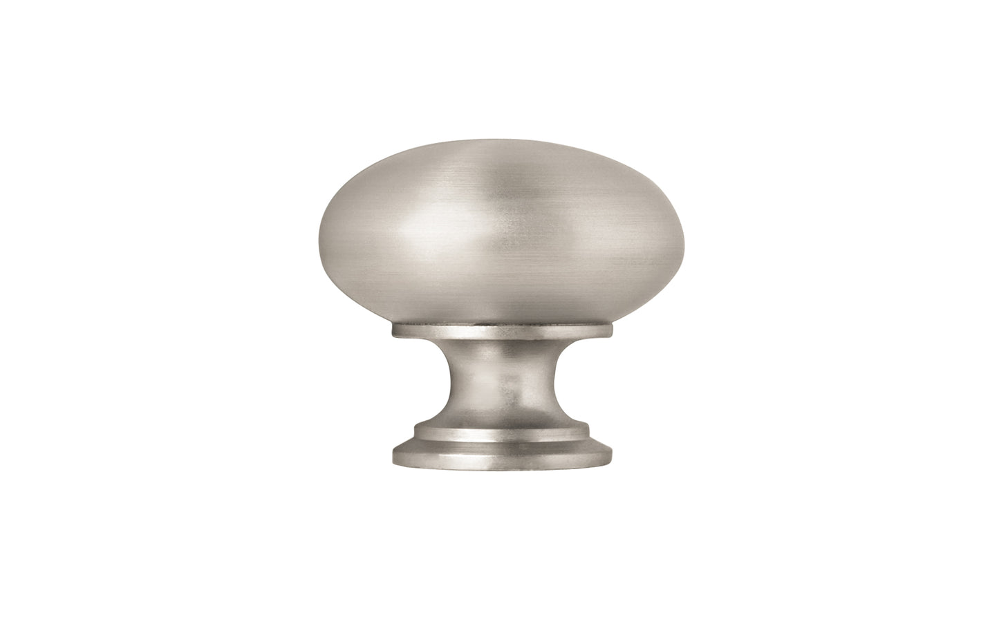 Vintage-style Hardware · Traditional & Classic Brass Knob with a Brushed Nickel Finish. 1" diameter size knob. Made of high quality brass, this stylish round cabinet knob has a smooth look & feel on a pedestal shaped base. Works great in kitchens, bathrooms, on furniture, cabinets, drawers. Authentic reproduction hardware.