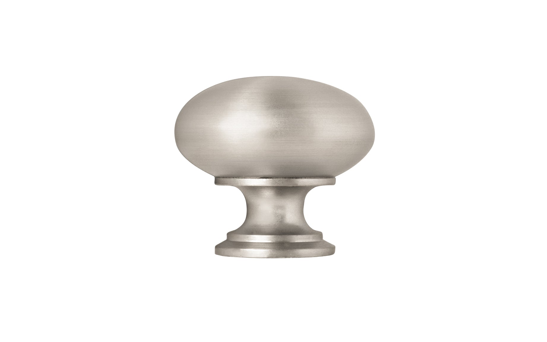 Vintage-style Hardware · Traditional & Classic Brass Knob with a Brushed Nickel Finish. 1" diameter size knob. Made of high quality brass, this stylish round cabinet knob has a smooth look & feel on a pedestal shaped base. Works great in kitchens, bathrooms, on furniture, cabinets, drawers. Authentic reproduction hardware.