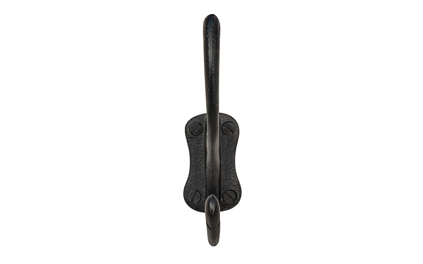 Vintage-style Hardware · Traditional Black Cast Iron Hall Tree Hook. For use in hallways, hall trees, coat racks, kitchens, bedrooms. Strong cast iron material, making it durable for heavy coats, bags, & clothing. Double hook for hanging multiple items. Designed in the Victorian, Late 19th Century style hardware. 