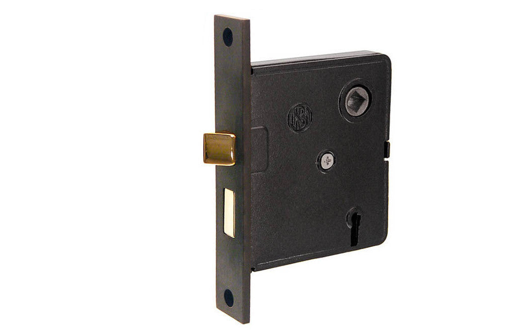 Traditional & classic interior mortise lock set. Includes skeleton key for deadbolt operation & locking of doors. Replica of common older style mortise locks. 2-1/2" backset. Solid brass material & thick steel case. Old-style privacy mortise lock. Oil Rubbed Bronze Finish.