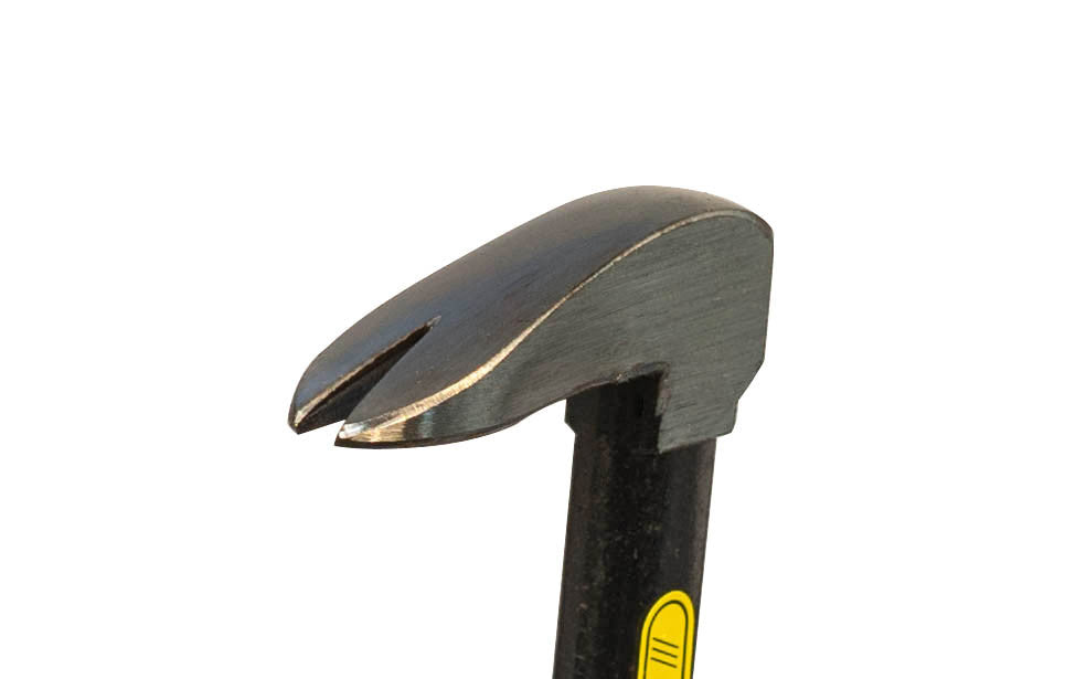 Made in Japan · Drop-forged & tempered Dogyu Japanese carpenter's pry bar. Kenzai Hagashi V Bar - 90° angle nail puller paw - Nail puller, prying tool, hammer, & scraper all in one tool - Pry bar end is flared with special curve - Japanese Cat's Paw Pry Bar. Rounded head on nail puller gives leverage. Great for prying ~ Nail Puller Head