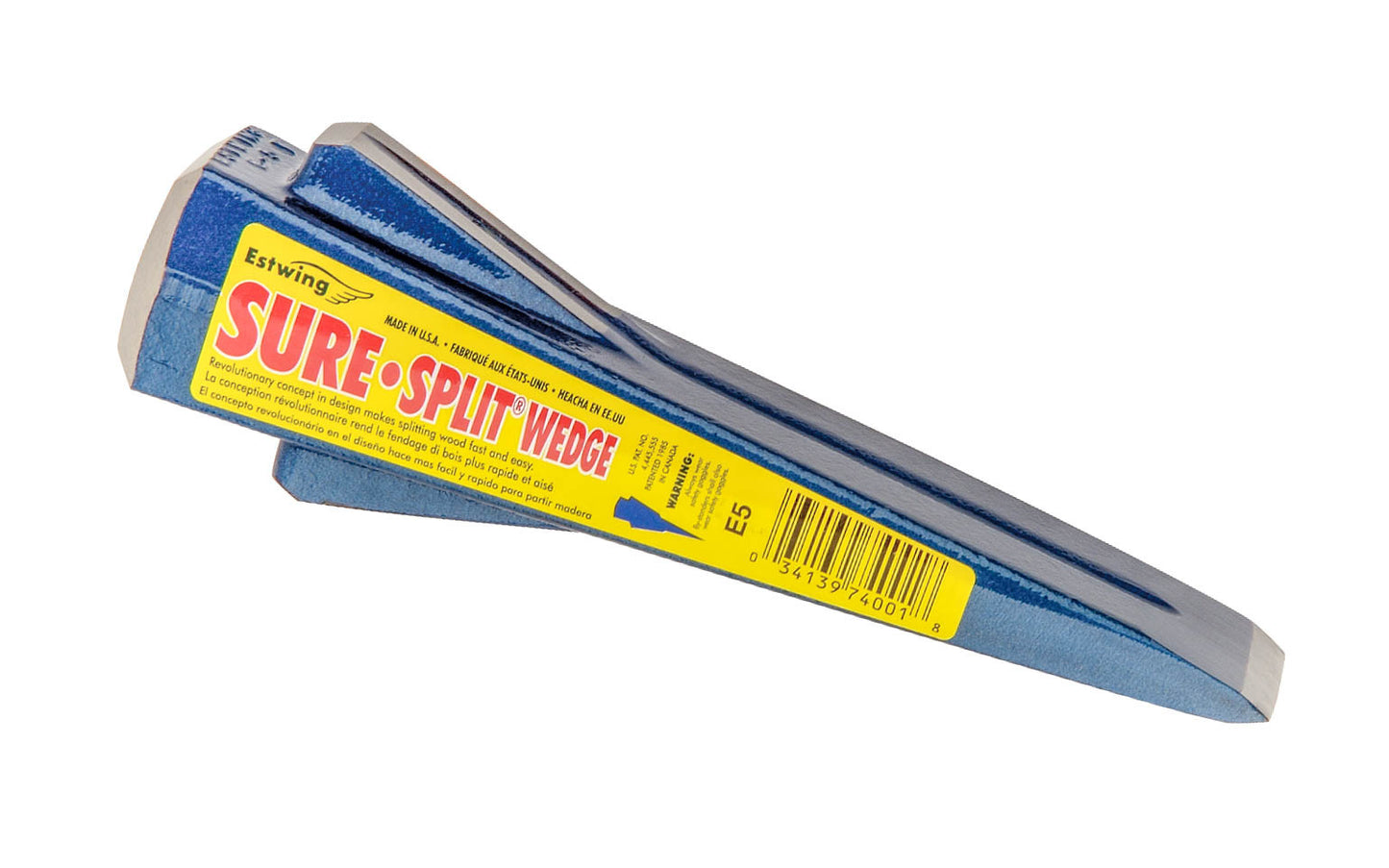 The Estwing "Sure" Splitting Wedge has a fast taper head for easy starting & Special "Sure Fit" fins enable extra wedge action. 1-7/8" wide cutting edge. Model E5 ~ Made in USA ~ 034139740018