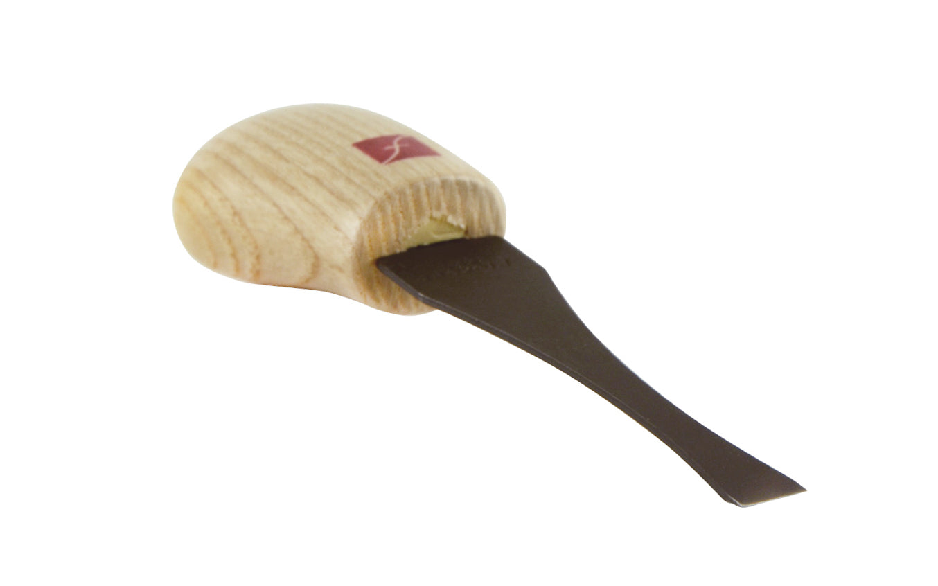 Made in USA • Model FR316 ~ Palm Carving Tool is great for carving smaller sized projects. Handle fits comfortably in the palm for good close control to your work. The blade is made of High Carbon Steel. Cutting edge is hand honed & polished - Single Bevel Chisel - #1 x 3/8" (9 mm) - wide blade - No. 1 - Micro Chisel 