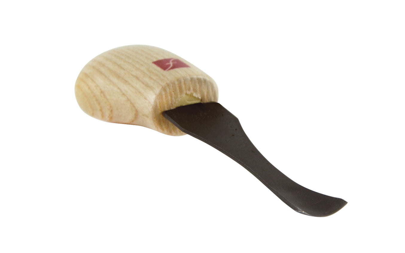 Made in USA • Model FR401 ~ Palm Carving Tool is great for carving smaller sized projects. Handle fits comfortably in the palm for good close control to your work. The blade is made of High Carbon Steel. Cutting edge is hand honed & polished - Palm Gouge - No. 5 Sweep #5 Palm Tool - Sweep #5 x 9/16" (14 mm) wide blade ~ 651646004015