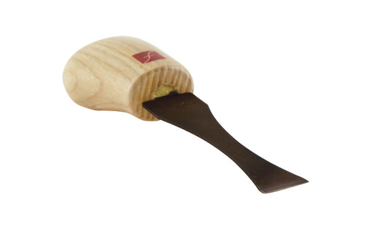 Made in USA • Model FR406 ~ Palm Carving Tool is great for carving smaller sized projects. Handle fits comfortably in the palm for good close control to your work. The blade is made of High Carbon Steel. Cutting edge is hand honed & polished - Single Bevel Chisel - #1 x 5/8" (16 mm) - wide blade - No. 1 - Micro Chisel 