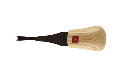 Made in USA • Model FR412 ~ Palm Carving Tool is great for carving smaller sized projects. Handle fits comfortably in the palm for good close control to your work. The blade is made of High Carbon Steel. Cutting edge is hand honed & polished - Palm V Gouge - 45° V-Tool x 1/4" (6 mm) - wide blade - 45 degrees - Angle