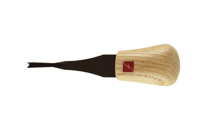 Made in USA • Model FR413 ~ Palm Carving Tool is great for carving smaller sized projects. Handle fits comfortably in the palm for good close control to your work. The blade is made of High Carbon Steel. Cutting edge is hand honed & polished - Palm V Gouge - 30° V-Tool x 5/32" (4 mm) - wide blade - 30 degrees - Angle