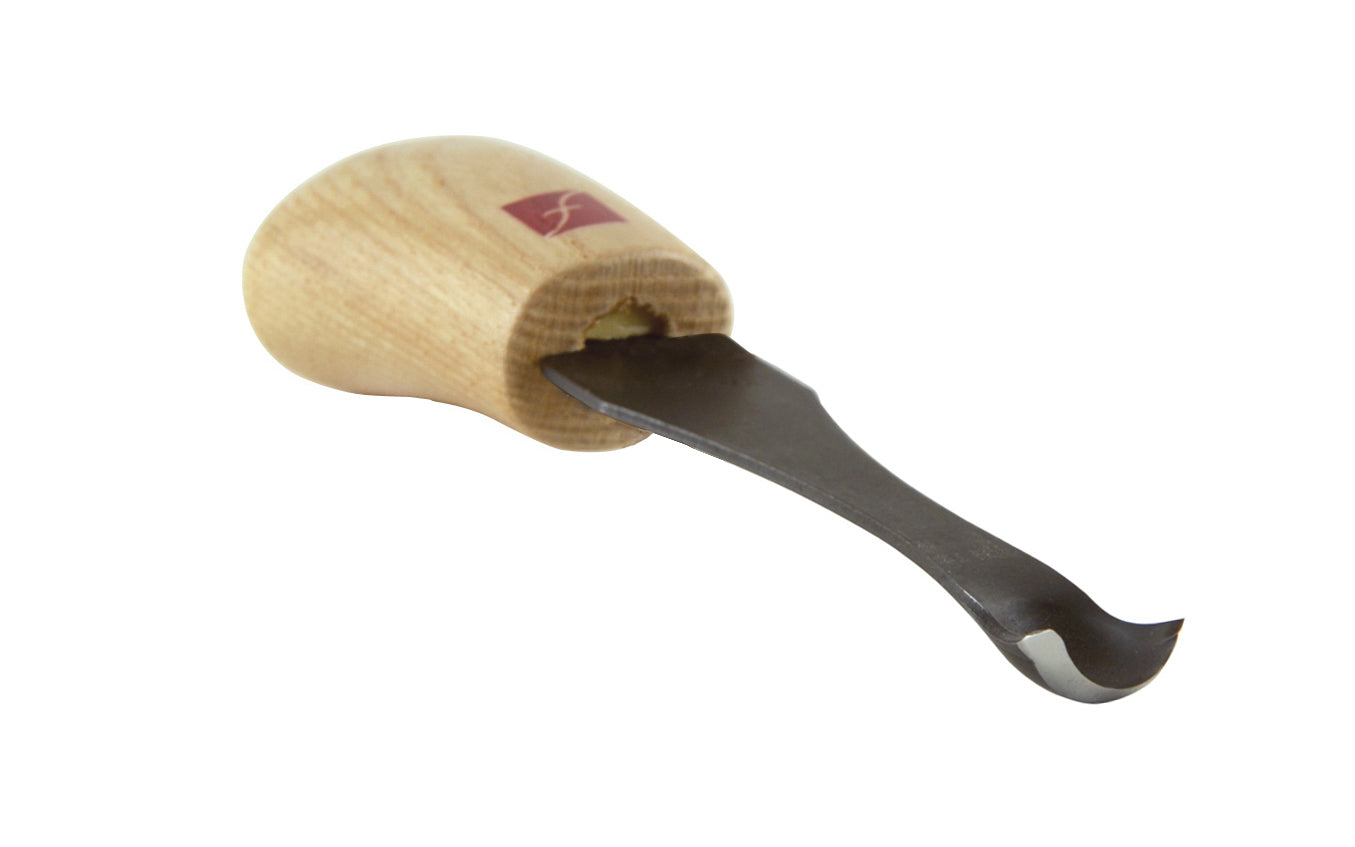 Made in USA • Model FR451 ~ Palm Carving Tool is great for carving smaller sized projects. Handle fits comfortably in the palm for good close control to your work. The blade is made of High Carbon Steel. Cutting edge is hand honed & polished - Spoon Gouge - 7/16" (11 mm) wide blade - Micro Spoon Gouge - Palm Gouge Tool