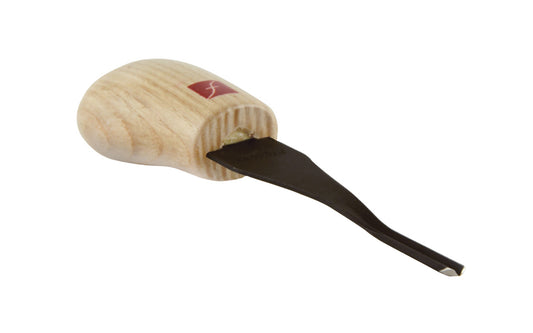 Made in USA • Model FR603 ~ Palm Carving Tool is great for carving smaller sized projects. Handle fits comfortably in the palm for good close control to your work. The blade is made of High Carbon Steel. Cutting edge is hand honed & polished - Palm V Gouge - 70° V-Tool x 1/8" (3 mm) - wide blade - 70 degrees - Angle ~ 651646006033