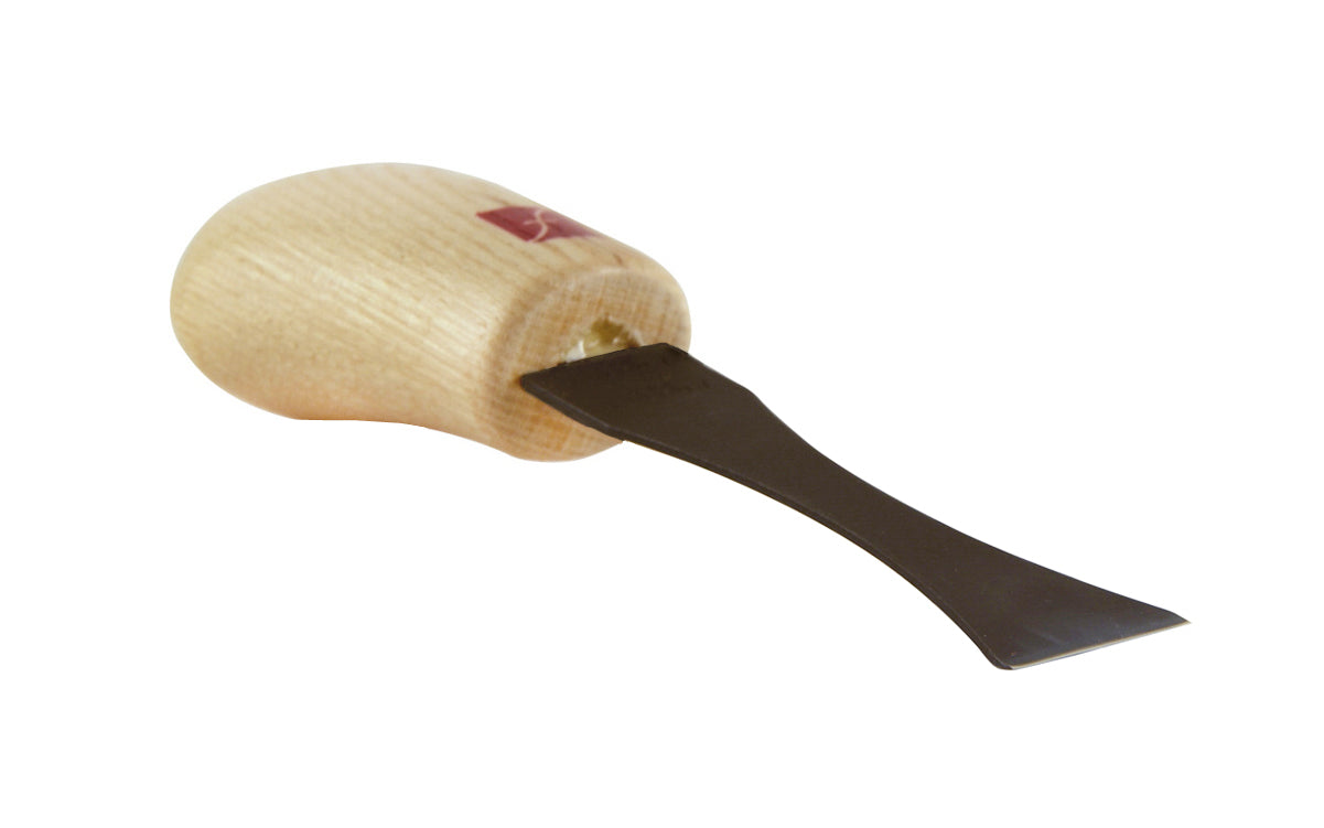 Made in USA • Model FR705 ~ Palm Carving Tool is great for carving smaller sized projects. Handle fits comfortably in the palm for good close control to your work. The blade is made of High Carbon Steel. Cutting edge is hand honed & polished - Single Bevel Chisel - #1 x 7/8" (22 mm) - wide blade - No. 1 - Micro Chisel 
