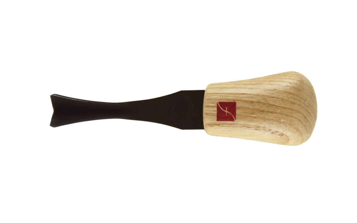 Made in USA • Model FR706 ~ Palm Carving Tool is great for carving smaller sized projects. Handle fits comfortably in the palm for good close control to your work. The blade is made of High Carbon Steel. Cutting edge is hand honed & polished - Palm V Gouge - 90° V-Tool x 5/8" (15 mm) - wide blade - 90 degrees - Angle