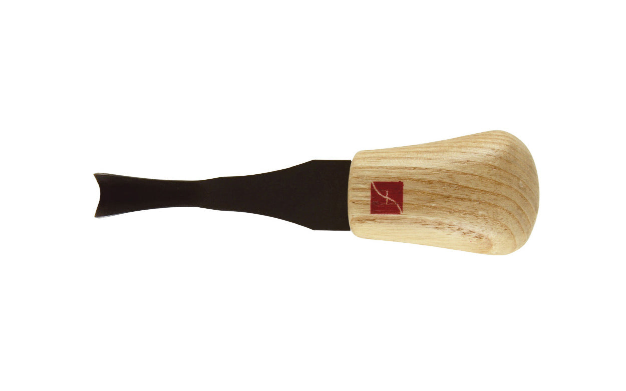 Made in USA • Model FR760 ~ Palm Carving Tool is great for carving smaller sized projects. Handle fits comfortably in the palm for good close control to your work. The blade is made of High Carbon Steel. Cutting edge is hand honed & polished - Palm V Gouge - 60° V-Tool x 1/2" (12 mm) - wide blade - 60 degrees - Angle