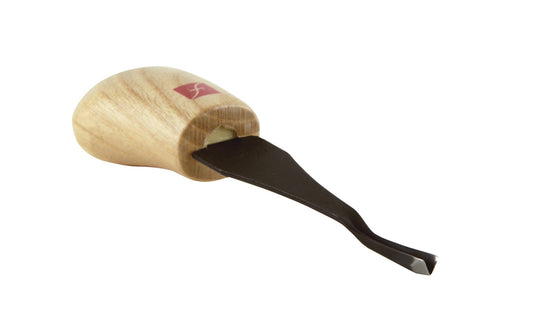 Made in USA • Model FR317 ~ Palm Carving Tool is great for carving smaller sized projects. Handle fits comfortably in the palm for good close control to your work. The blade is made of High Carbon Steel. Cutting edge is hand honed & polished - Palm V Gouge - 45° V-Tool x 5/32" (4 mm) - wide blade - 45 degrees - Angle ~ 651646003179