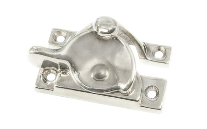 High quality classic solid brass crescent-style sash lock with square corners designed for hung or sash windows. Solid brass material with a durable pivot turn. 2-1/2" x 1" Size Lock. Polished Nickel Finish.