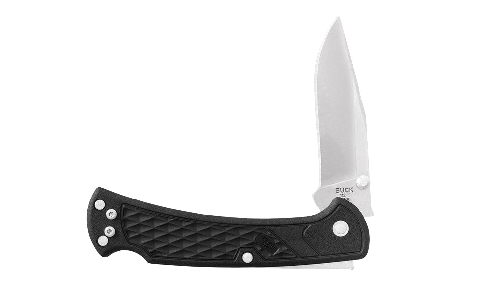 EDC knife based on an American classic, 112 Folding Ranger, the 112 Slim possesses the same traditional features but a more modern look. Slim Ranger is created with lightweight molded nylon, reducing it's weight. 3-3/4" long blade. Folding lightweight Ranger Knife with black handle. Model 0112BKS1-B. 033753147487