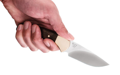 Buck Knives 113 Ranger Skinner Fixed Blade Hunter Knife & Leather Sheath is a combination of the "Ranger" knife & the "Vanguard". Streamlined to be smaller, yet designed to be effective. A sturdy, compact knife with a versatile skinning blade. Solid brass bolsters & Crelicam Ebony handle. Model 0113BRS-B. 033753110580