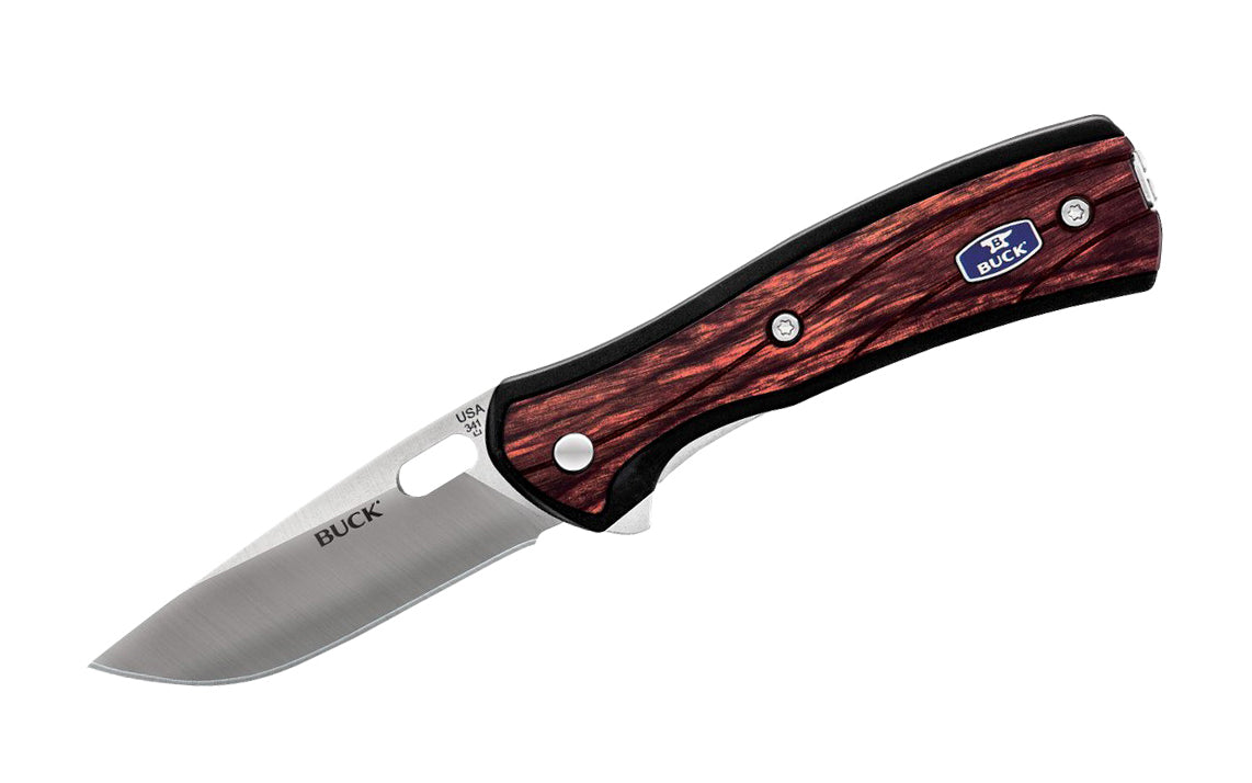 Buck Knives 341 Vantage Avid Small Folding Knife is a great choice for an easy opening pocket knife. This knife can be opened by either using the flipper on top of the knife or by the thumb hole on the blade. Either option allows you a smooth one-handed opening action. Made in USA. Model 0341RWS-B. 033753124204