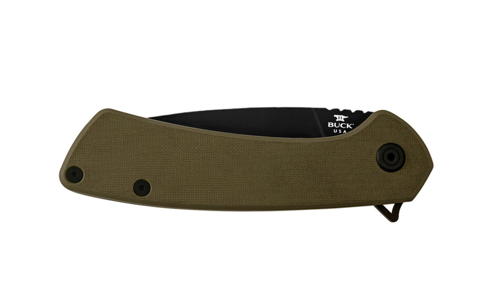 The Buck Knives 040 Onset Folding Knife has a blade made of S45VN Steel with Cerakote coating & an olive drab (OD Green) G10 handle. Frame lock pocket knife provides security & strength. Ball bearings & a blade flipper ensure smooth, one-hand opening. Pocket clip attached to knife. Made in USA. Model 0040GRS-B