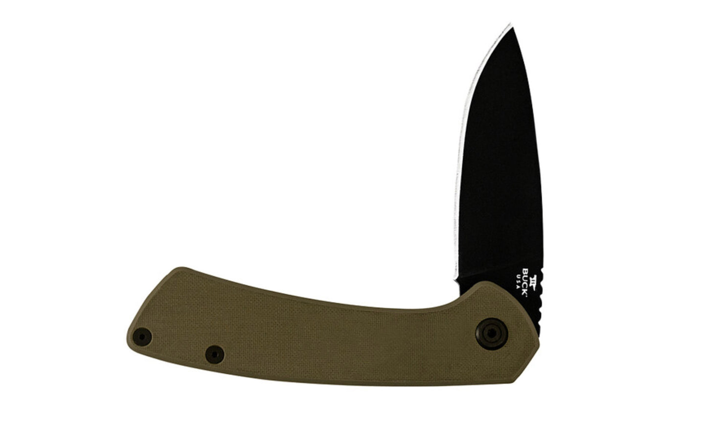 The Buck Knives 040 Onset Folding Knife has a blade made of S45VN Steel with Cerakote coating & an olive drab (OD Green) G10 handle. Frame lock pocket knife provides security & strength. Ball bearings & a blade flipper ensure smooth, one-hand opening. Pocket clip attached to knife. Made in USA. Model 0040GRS-B