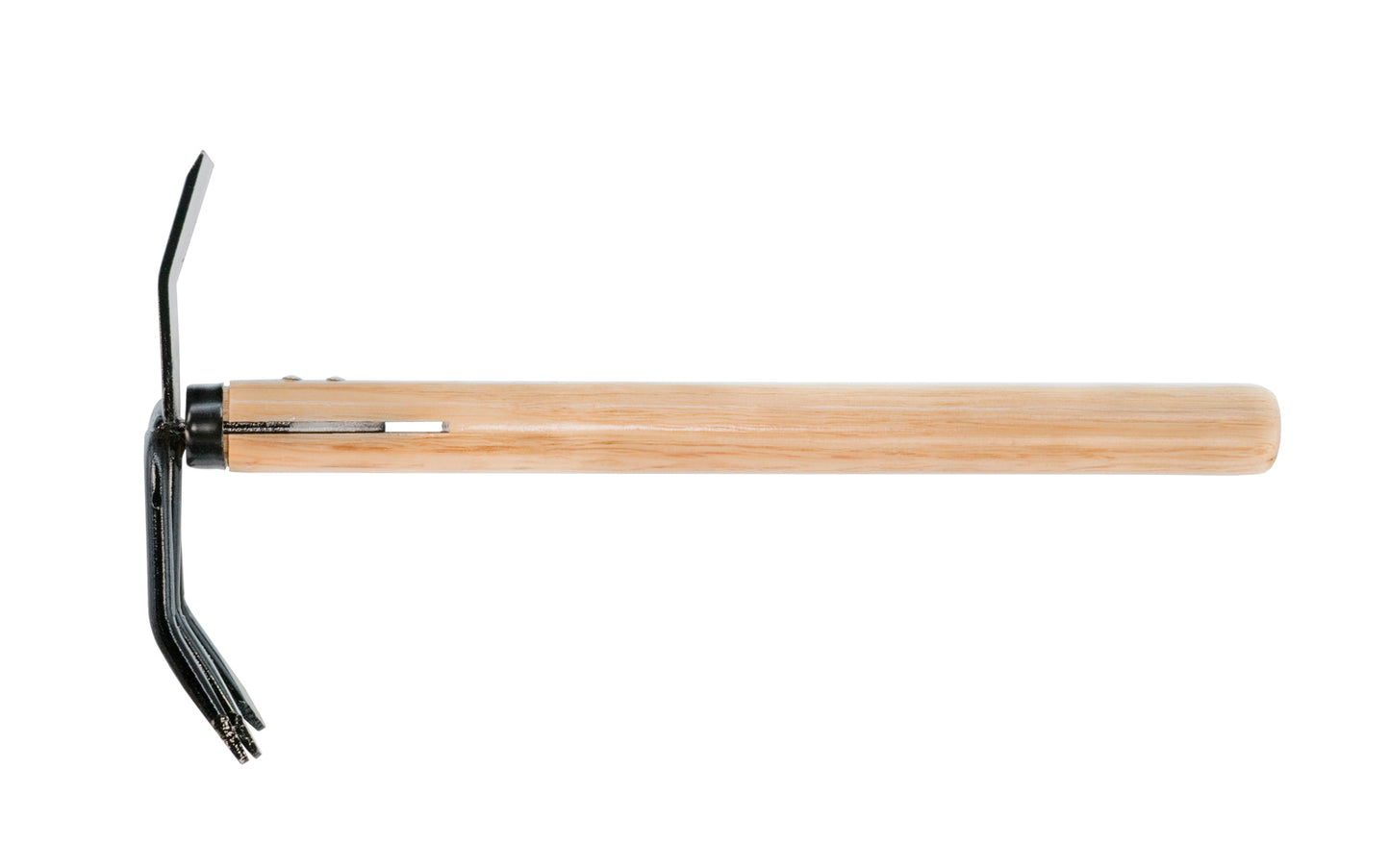 A quality Japanese Cuttlefish Hand Hoe made by Asano in Japan. Three tine rake & hoe blade are made of high carbon steel, & the fork prong blades cut tough weeds & roots with ease. Hoe is also good for harvesting & cultivating soil. Made in Japan. For turning soil & weeding roots. 3 Tine Hoe. Model 05030. 4994898050307