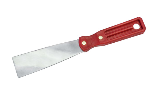 This Japanese 1-1/2" wide putty knife is a stiff putty knife made by "Golden Deer". Made of high carbon steel with heavy duty nylon handle.  Made in Japan. Golden Deer Brand.  Thick Stiff Putty Knife Blade. Japanese putty knife. Stiff Blade