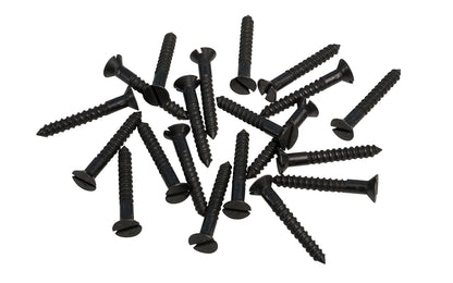 Solid Brass #7 x 1" Flat Head Slotted Wood Screws. Traditional & classic vintage-style countersunk wood screws. Sold as 20 pieces in a bag. Slot screws. Oil Rubbed Bronze Finish.