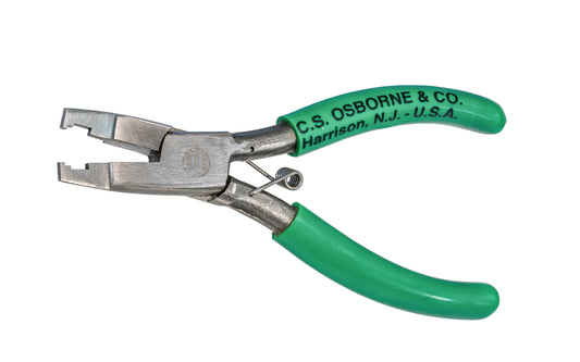 Made in the USA · Model #1012 ~ A high quality American-made zipper stop plier made by C.S. Osborne. This professional grade plier is made of high quality forged steel & designed to install any kind of top stops on zipper chain. The plier handles are vinyl coated for a secure & comfortable grip. Zipper Stop Plier ~ 096685645087