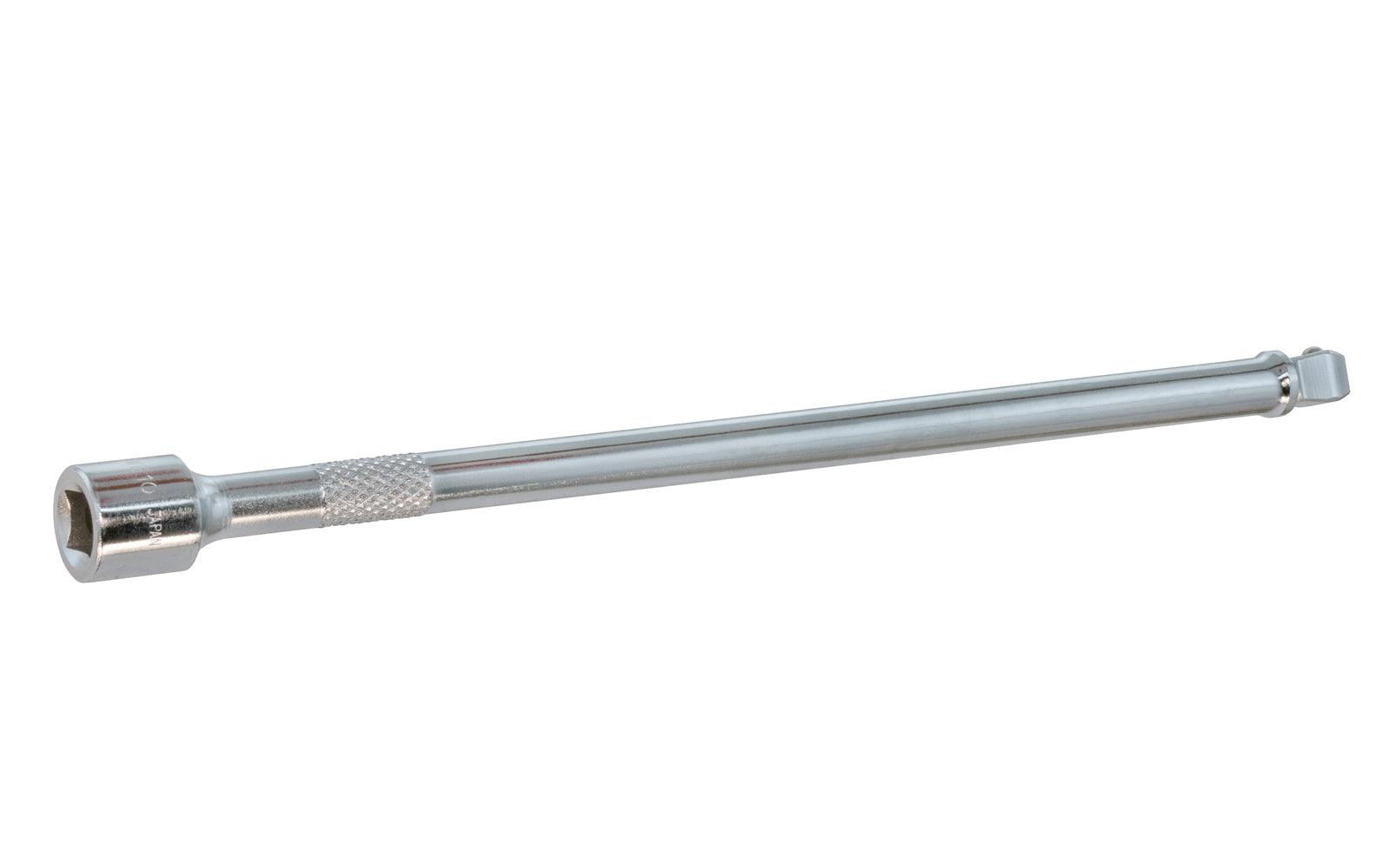 10" Socket Extension 3/8" Wobble Dr. Chrome Vanadium Steel.  Made in Japan. Center Sockets. Made in Japan. 10" length extension. 3/8" drive. Wobble Drive