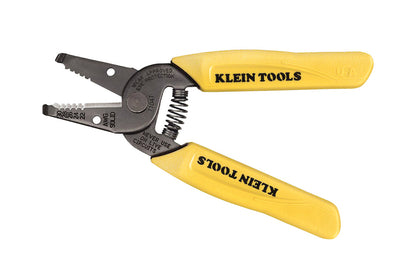 The Klein Tools Wire Stripper/Cutter is a compact & lightweight tool for your stripping & cutting needs. Made from hardened steel for strength, it cuts, strips, loops & bends 22-30 AWG solid wire. The narrow nose reaches into confined spaces. Wire looping & bending holes. Model 11047. 092644740473